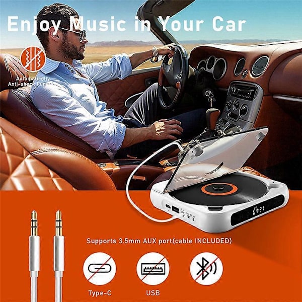 [RM]Portable CD Player Bluetooth Speaker, LED Display, Stereo Player, Wall Mountable CD Music Player with