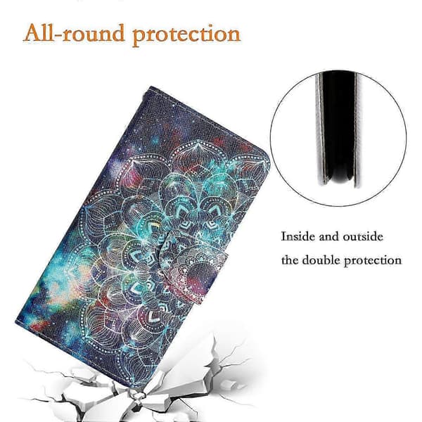 [RM]Galaxy A56 5G Fodral, Mönstrat skyddande plånboksfodral med handledsrem Multicolor Galaxy Mandala