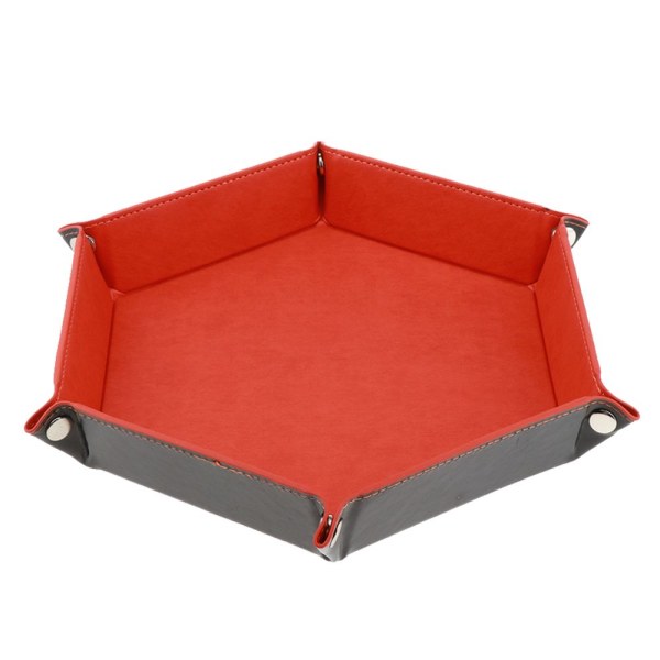 PU Läder Hexagon Vikbar Bricka Rullbricka för DND Spel Orange