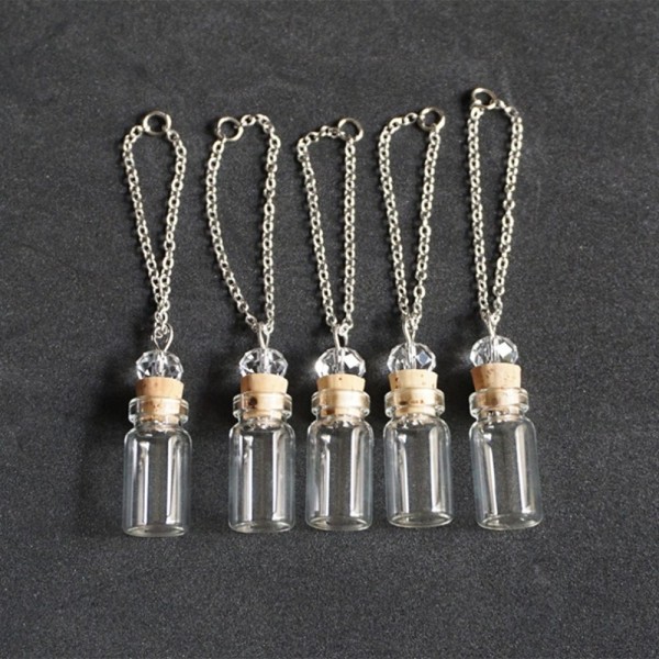 Mini glasflaska med kork halsband hänge DIY dekoration 1 ml klar