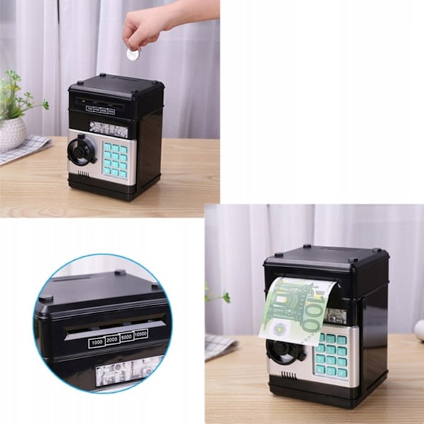 Electronic Piggy Bank For Kids: ATM With Secure Pin Code And Coin Reader