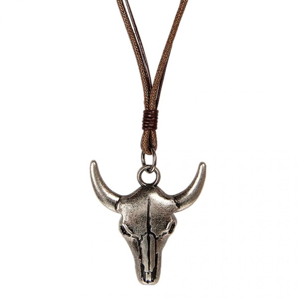 Simple Chic 56 cm/22 tum lång Tibet Style Artificiell Bull Head hänge Legering Halsband Lätt hypoallergenic