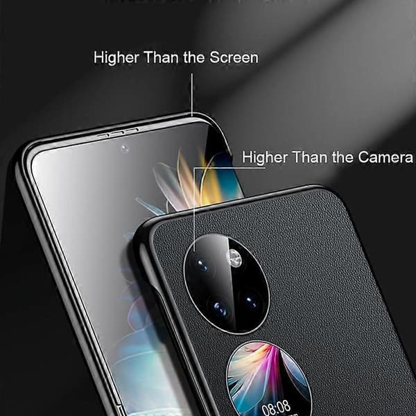 Galvanisering Enfärgat Läder Vikbart Telefonfodral för Huawei Mate Xs 2 Black
