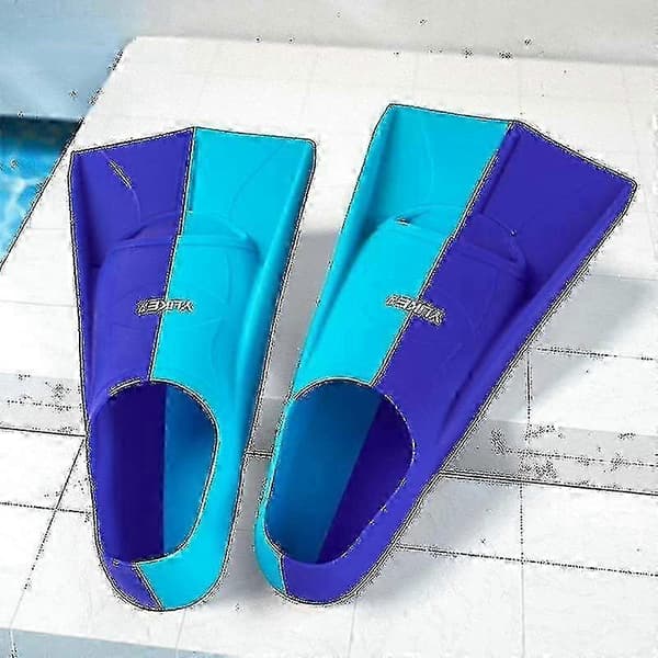 Sim Silikon Professionella Dykarfenor Korta Män Kvinnor Snorkelfenor Barn Simfötter Utrustningsset XL-(45-47) navy blue
