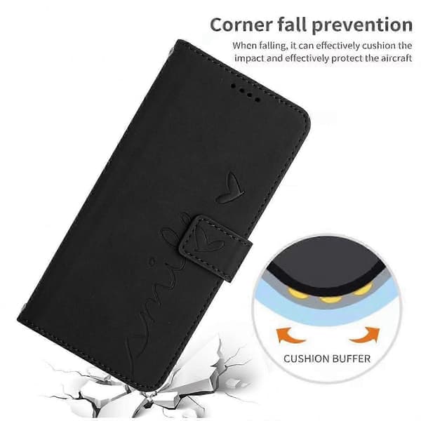 Hjerte mønster læderetui til Redmi Note 8 Pro med Skin Feel Design Black