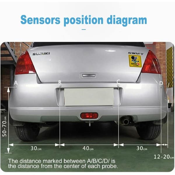 [RM]Bagsensorsæt 4 sorte sensorer Automatisk parkeringssystem Digital parkerings-LED-display