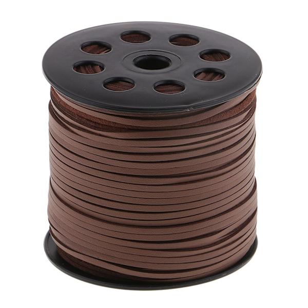 100 Yards Koreansk PU-läder med 2,6 mm Brun Platt Garnsnöre