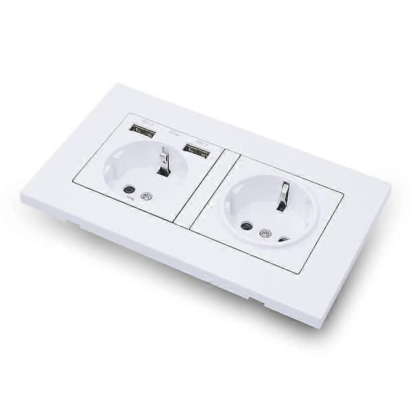EU Standard Jordet Stikkontakt Med USB-uttak Strip1stk-hvit