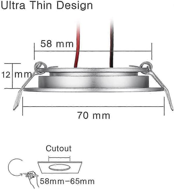 Autocamper Båd 12V 4 x LED Indbyggede Loftslamper, 3W 3200K Dæmpbare Fuld Aluminium Downlights