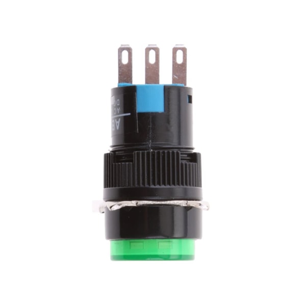 16mm dc 12v momentan spärr tryckknapp självlåsande grön led-lampa