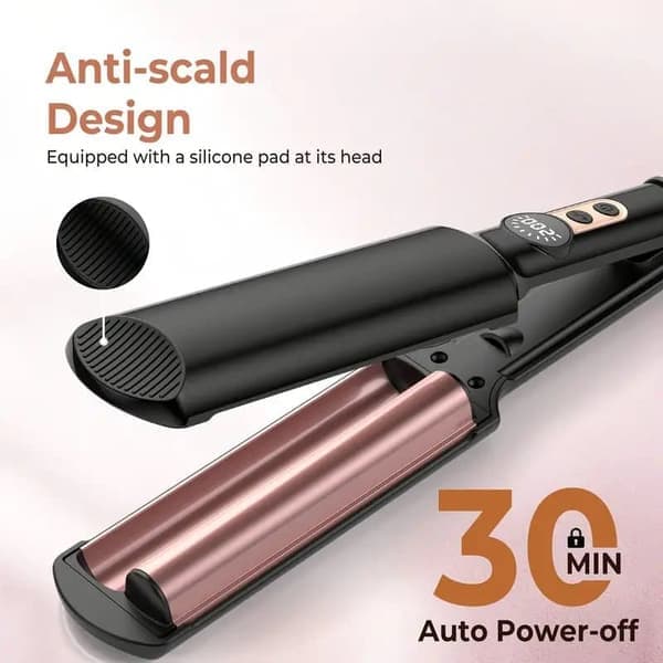 Curling Iron 2-Cylinder Electric Ceramic – Wave Iron with Adjustable Heat for Straightening, Waves & Curls