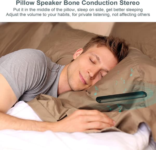 [RM]Sleep Pillow Speaker - Under Pillow Bluetooth Speaker with Bone Conduction Stereo - Portable Pillow Speaker White Noise Sleep Aid Speaker
