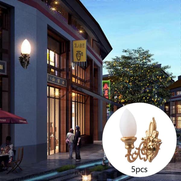 5 x Miniature Model Væglamper Legetøj til Dekoration Børn Sort 26s Golden