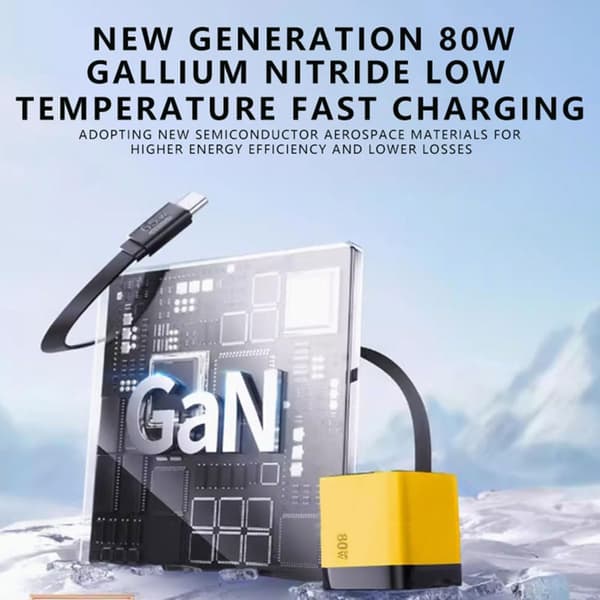 [RM]3-in-1 Charger 80W Fast Charging Adapter With Retractable USB C Cable PD80W Black Black US