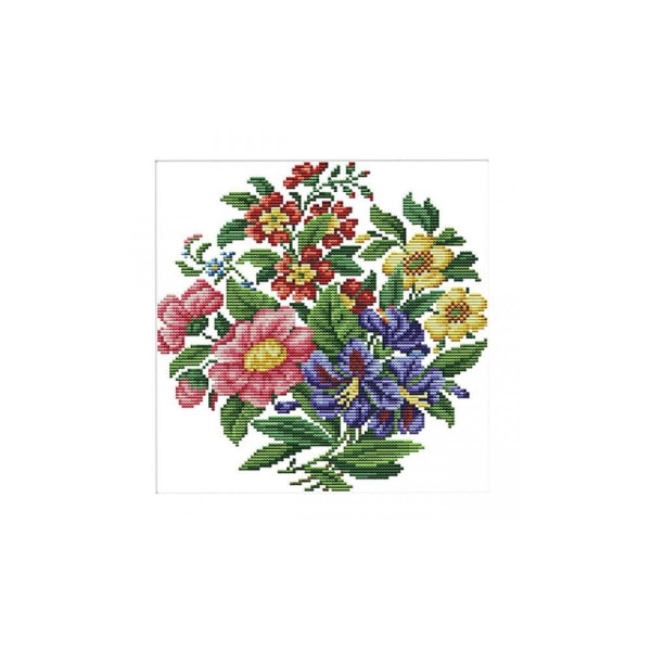 Blommor Tryckt Korsstygnssats för Nybörjare Hem Konst Dekor 28 x 28cm 14CT