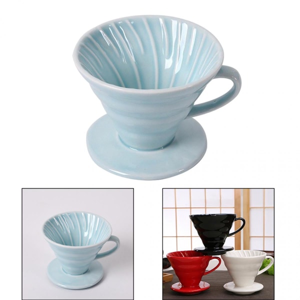 Keramisk Kaffefilter Dripper Kopp Te Häll Över Återanvändbart Filter Verktyg Blå