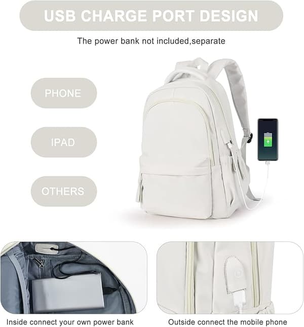 [RM]New Laptop Backpack, Waterproof Laptop Backpack with 18 Inch USB Charging School Bag White