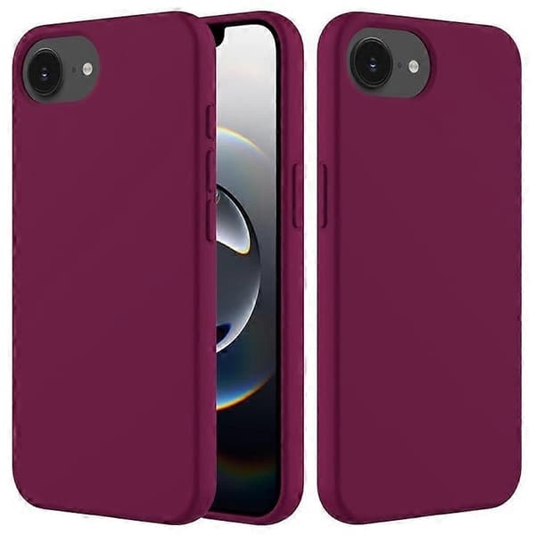 Kompatibelt deksel til iPhone 16e Støtsikkert Flytende Silikon Mykt Fôr Bakside Telefondeksel[RM] WineRed