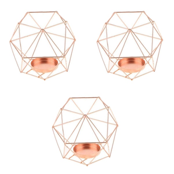 3st 3d geometrisk bröllopsljusstake ljusstake roséguld värmeljus