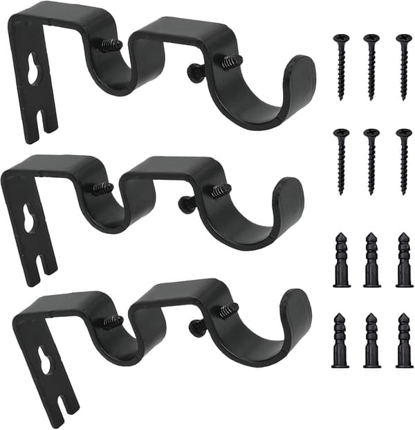 [RM] 3-pack curtain rod brackets, adjustable rod wall mount, double Cu