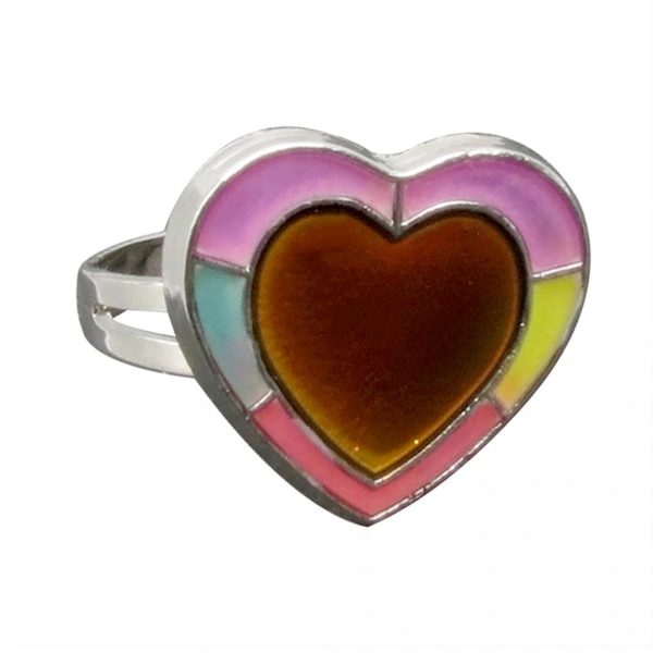 Love Heart Hänge Halsband Ring Set, Stämningskänslig känsla Färgbyte Halsband Smyckes Set