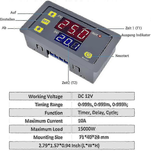 [RM]12V Tidsrelä 12 Volt Timer Relä Utomhus 10A Digital Avstängningsrelä Justerbar Present Tw