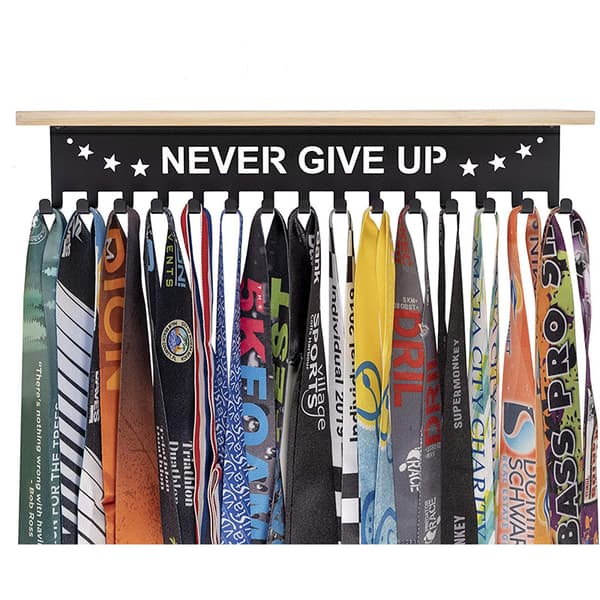 Premium Trophy and Medal Display Shelf, Bamboo Trophy Shelf with Metal