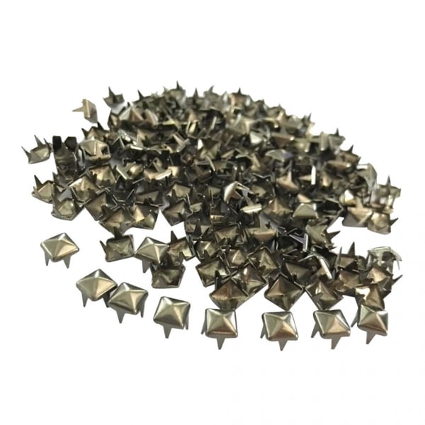 200 st fyrkantiga pyramidspikar nit nitar spots läder hantverk 6 mm grå svart