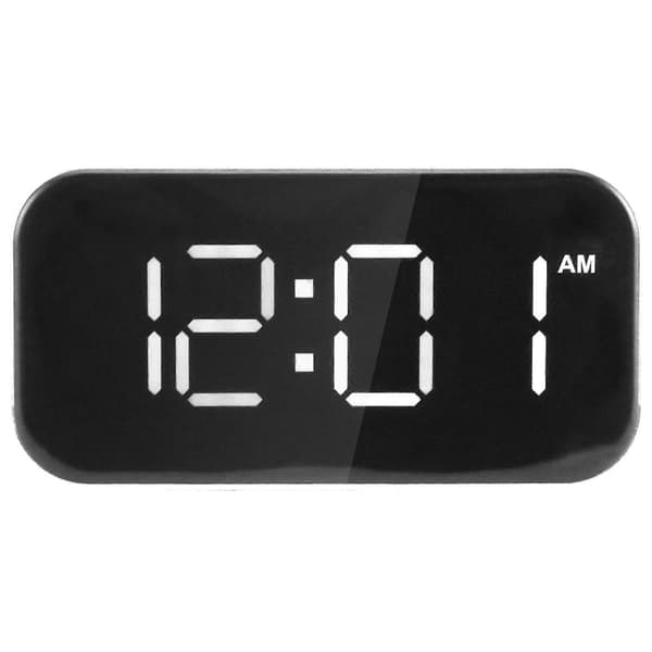 LED digital väckarklocka, 12/24 timmars justerbar ljusstyrka, vitt skal, grön text, USB, för sovrum och kontor