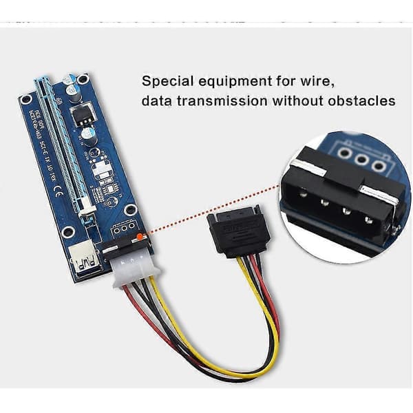 4st Ver006 Pci-e Riser-kort för Pci Express 1x till 16x Pcie-kortförlängare Usb 3.0 Sata-kabel för 4