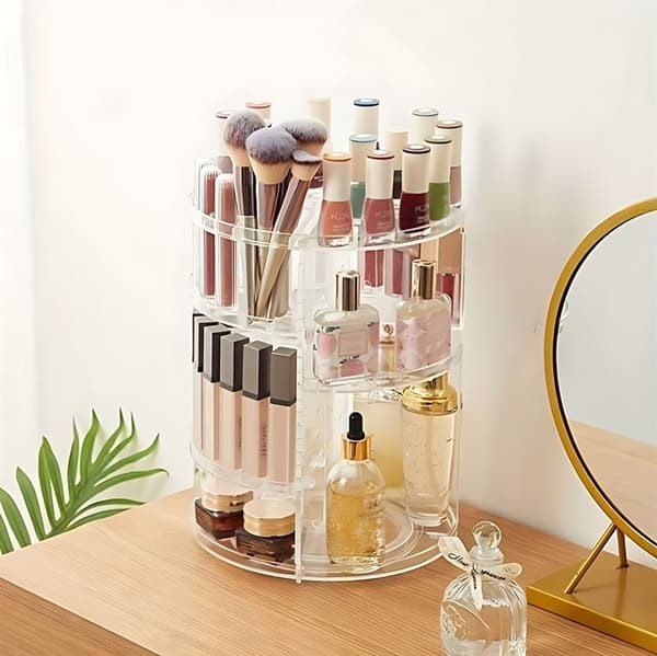 [RM]【14y】UNIQ 360-Degree Rotating Makeup Storage Organizer - Clear Storage Solution
