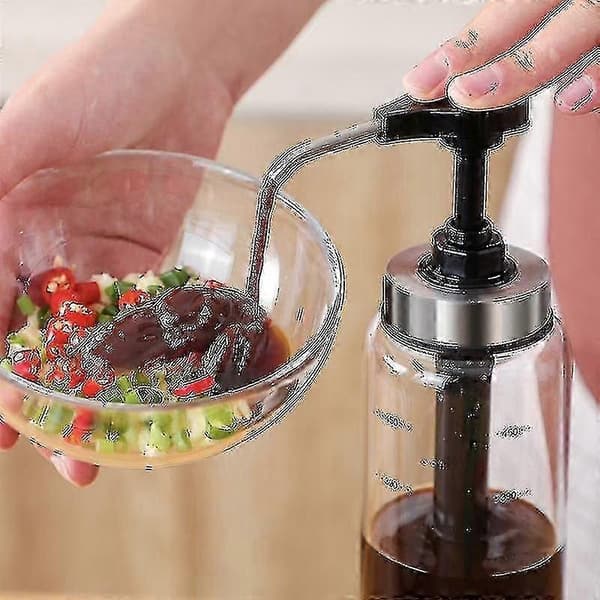 Sauce Dispenser Flaske Glas O Oliedispenser Med Bred Hals Trykpumper Sæt #calu