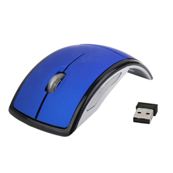 Usb Mus Trådlös Vikbar Hopfällbar Arc Optisk Mus Laptop Dator PC 2.4GHz Blå