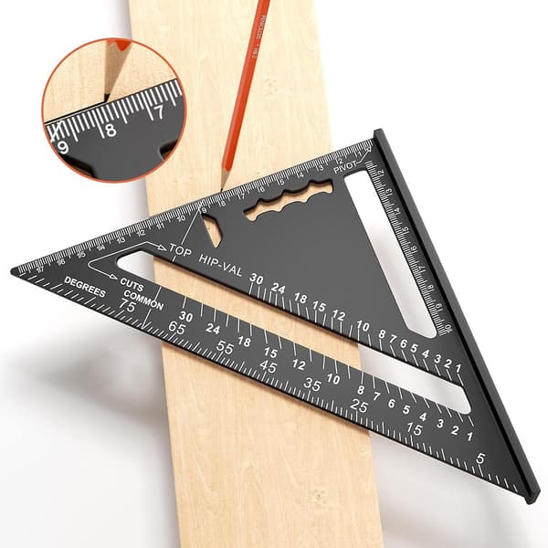 180 mm snickarvinkel - Aluminiumlinjal - Triangulär snickarvinkel 45/90 grader - Snickarvinkel - Högprecisionsmätverktyg
