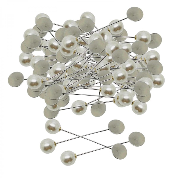 100x Pearl Sjal Clip Tröja Scarf Brosch Pins White Formal_1.0cm Pearl