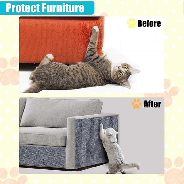 Selvklebende klorematte for katter, anti-klo katte-sofaprotektor for vegger, gulv, sofaer, stoler, 200*40cm, grå, ikke-vevd dekkmateriale