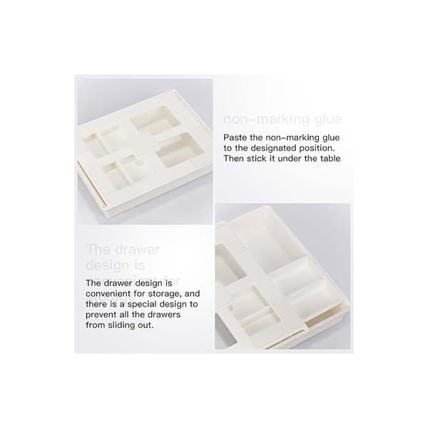 [RM]Under-desk drawer, desk storage drawer, self-adhesive desk organizer, hidden drawer box white
