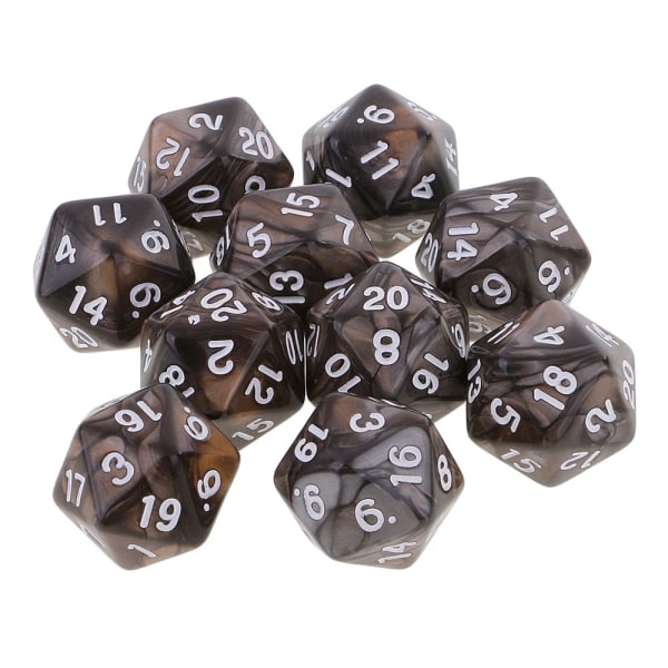 10 st 20-sidiga tärningar D20 Polyedriska tärningar för Dungeons And Dragons Bordsspel Kaffe Grå