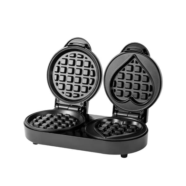 [RM]Mini Waffle Iron Flat Waffle Maker, Two Shapes, Compact Design, Non-Stick Surface, Easy to Clean, Heart-shaped, Round