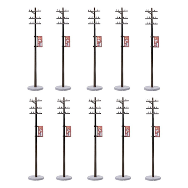 10 Stycken Mini Kraftledningsstolpe För Järnväg Mikrolandskap 1/100 8.1cm