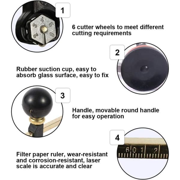[RM]Glass Circle Cutter with Suction Cup, Diamond Cutting Circle Diameter 400mm for Hobbyists and Professional Glass Cutters