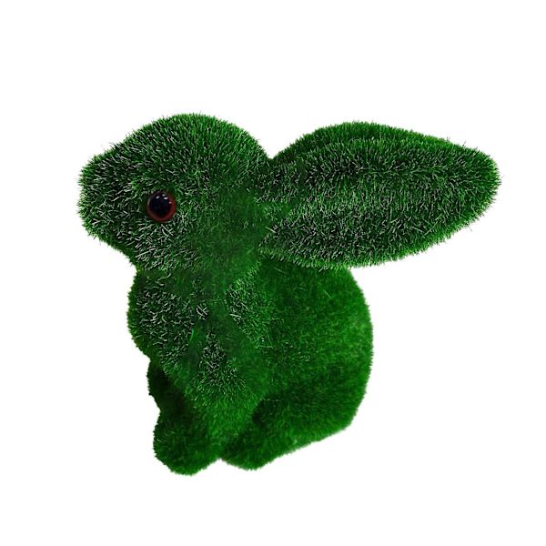 Gräs Kanin Påsk Luddig Flockad Kanin Miniatyrer Stående Moss Trädgård eierfarben ostern B
