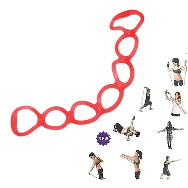 Bärbart 7-ringars stretch- och motståndsträningsband | Rygg, fot, ben, handbår, armtränare| För träning i hemmet eller fitness , fysisk Th Red