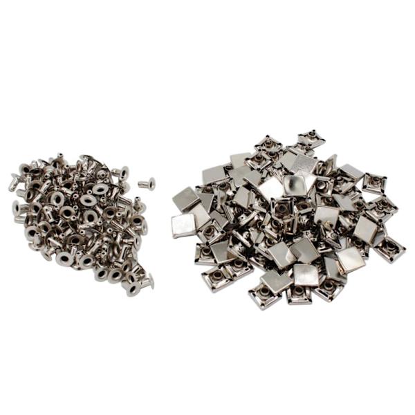 100 Set Fyrkantiga Snabbnitar för 7mm Läder DIY Tillbehör