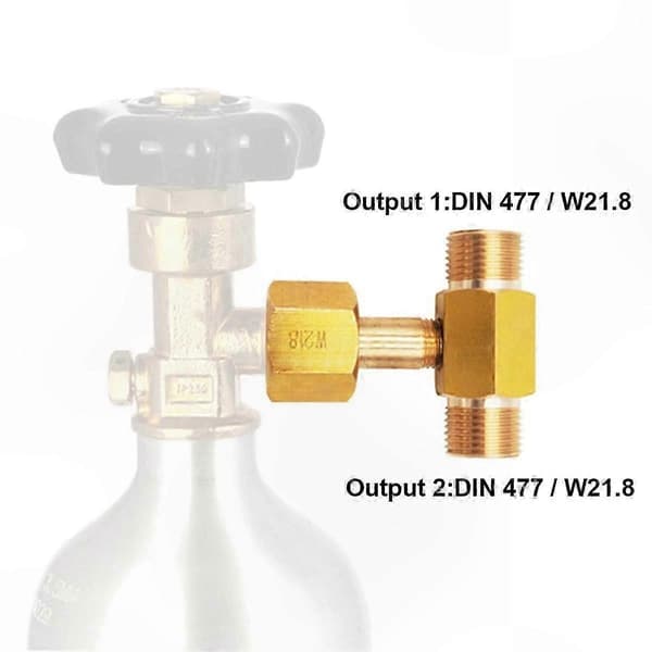3-veis gjenget CO2-tankkobling i messing for flasker
