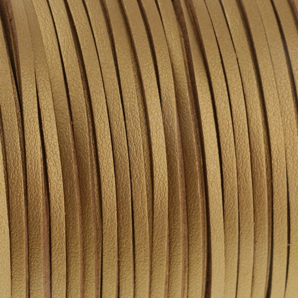 100 Yards koreanska PU-lädersträngar platt tråd 2,6 mm gyllene