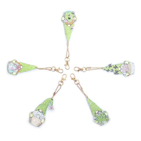 DIY Diamantmålning Tomte Nyckelring Kit 5st Hängande Berlock Prydnad AA986
