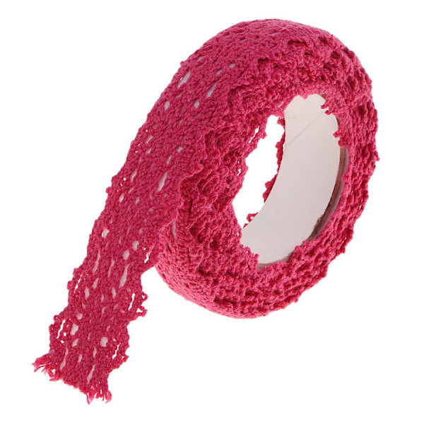 2 meter 15mm Självhäftande Washi Tejp Kant Bröllop Rosaröd Tyg