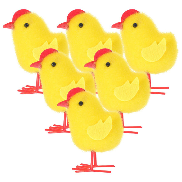 4 st Fluffiga Kycklingprydnader Påskfest Små Kycklingdekorationer Påskfest Layout Rekvisita Picture 2