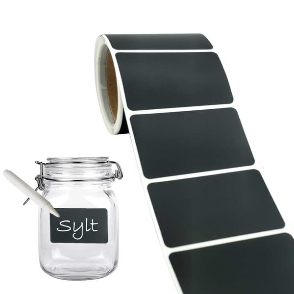 [RM]120 st Rektangulära Etiketter för Burk + Penna svart black
